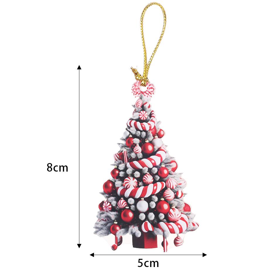 Christmas Tree Pendant Flat Hanging Ornaments Acrylic Gifts Pendant DIY Glitter Colorful Decorations Xmas Indoor Party Decor