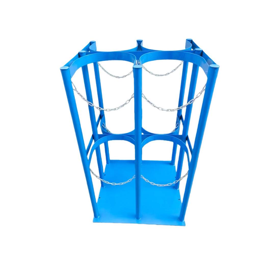 Dual Cylinder Anti-Tip Rack for Lab Oxygen and Acetylene Tanks