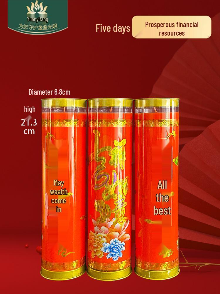 Festive Red Smokeless Candles for New Year, Buddha Offerings & God of Wealth Home Decor.