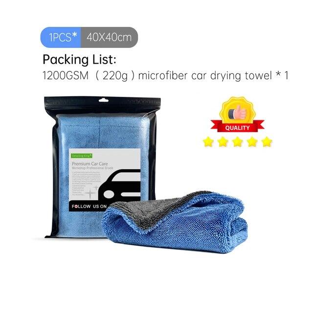 Детализация King 1200GSM микрофибра автомобильное сушильное полотенце с двойной скруткой — фото 7