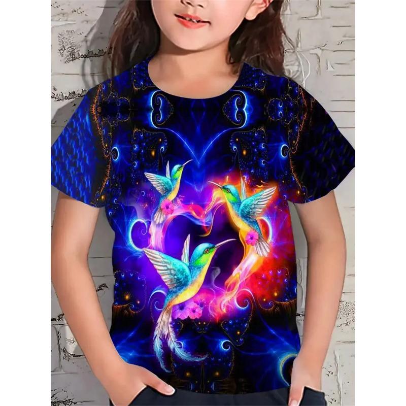 

Новые Забавные Футболки для Девочек с 3D-принтом Животных, Вечерние Топы с Коротким Рукавом, Футболка 2025, Повседневные Футболки 170