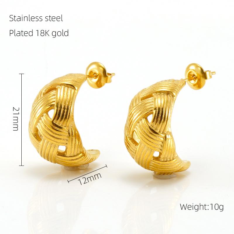 

2025 New Stainless Steel Crescent Twist Earrings Premium Niche Grade Color Retention Anti-Allergy Earrings 18K золотой