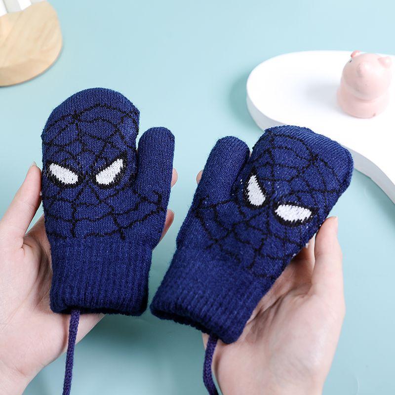 Winter Kinderhandschuhe Cartoon Spider-Man Nackenhandschuhe Warm und Verdickt Kälteschutzhandschuhe Wintergeschenke für Kinder