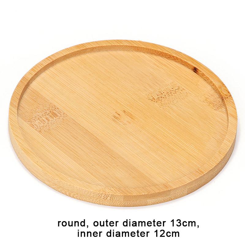 Einfacher Stil Hausdekoration Sukkulenten Bonsai Halter Runde Quadratische Blumentopf Basis Bambus Holz Tablett