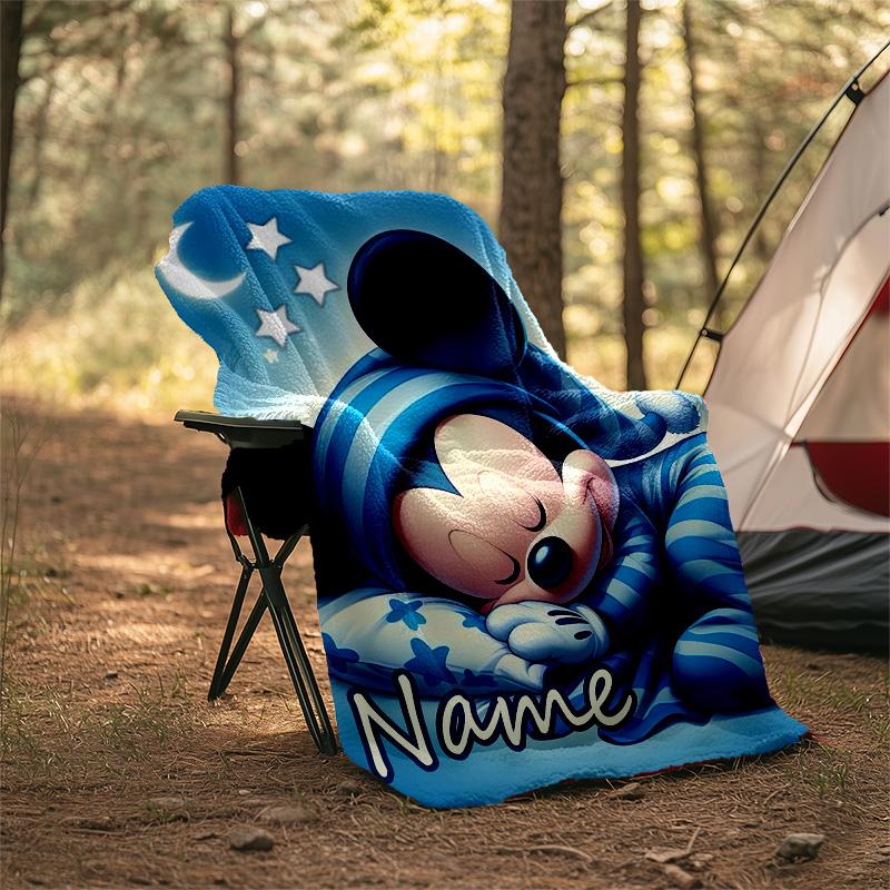 Customizable Mickey Throw Blanket – Personalized Name, All-Season Cozy Snug Blanket, Machine Washable, Personalized Blanket