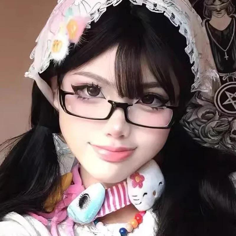 Anime Half Frame Glasses Black Plastic Role-playing Eyeglasses Fashion Anti Blue Light Glasses Reading Cosplay Simple Eyewear