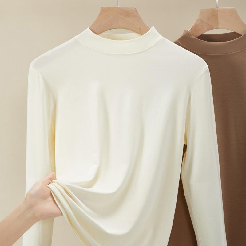 

Women s bottoming shirt with summer new versatile semi-turtleneck top XL абрикосовий