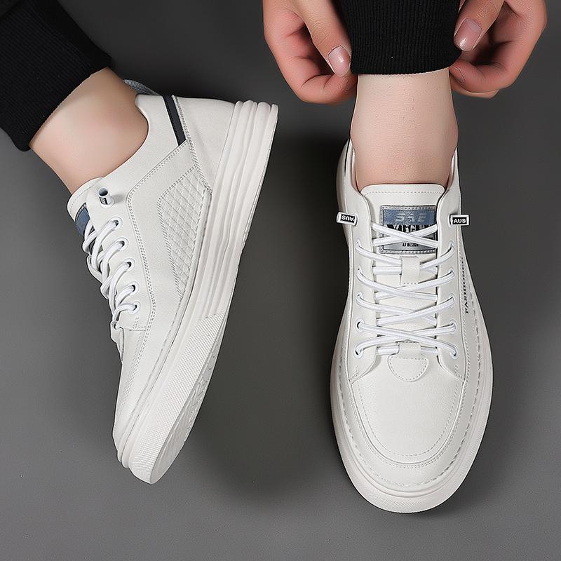 For Men Tenis Shoes Fashion Mens School Shoes Leather Men White Flat Casual Shoes Lightweight Sneakers Breathable Sports Shoes