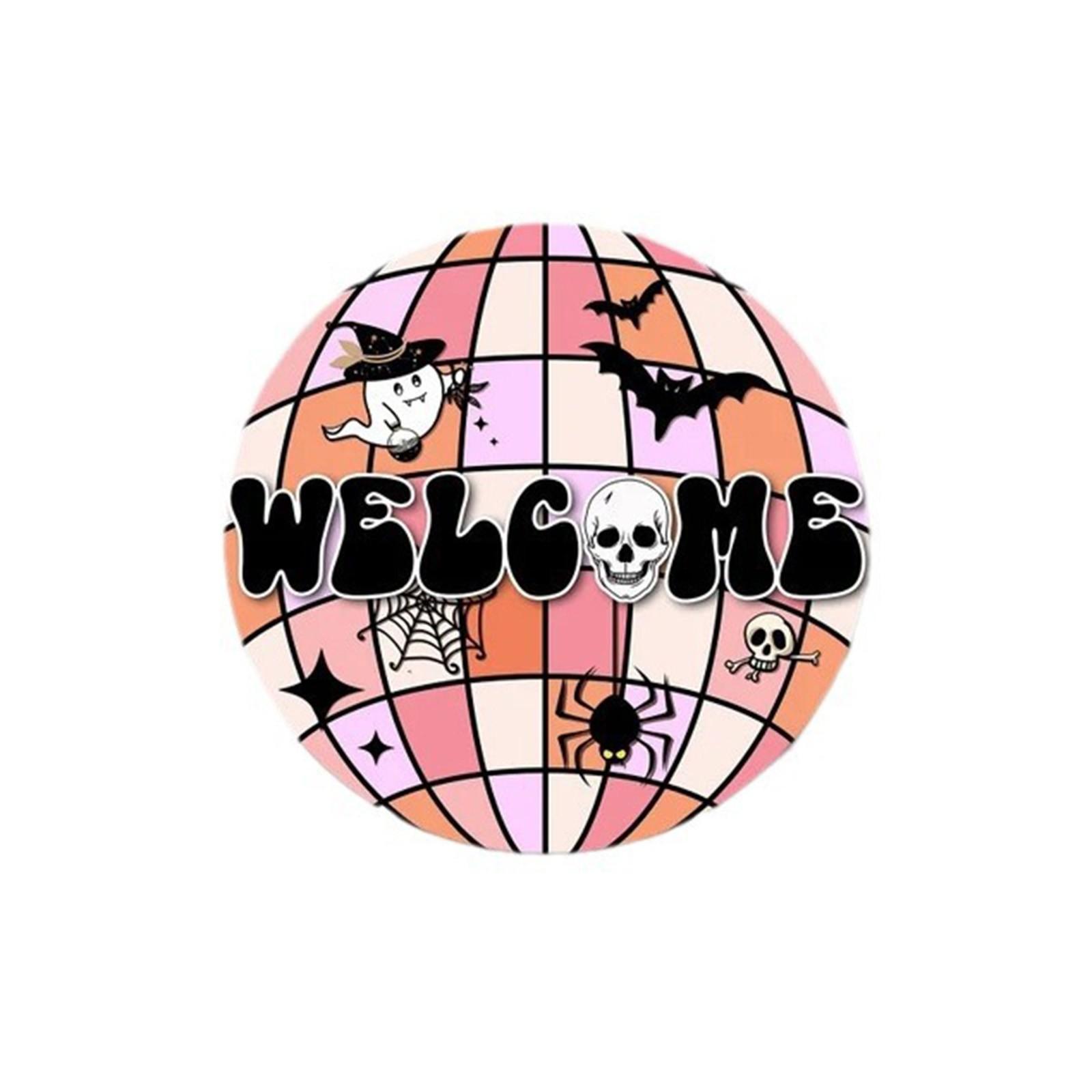 

Табличка на дверь на Хэллоуин, приветственный знак на Хэллоуин, табличка на дверь в стиле диско-шара, украшение на дверь в стиле ужасов One Size