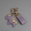 Instant Wealth Leather Keychain with Cartoon Pony Pendant for Couples – Trendy Bag and Car Accessory