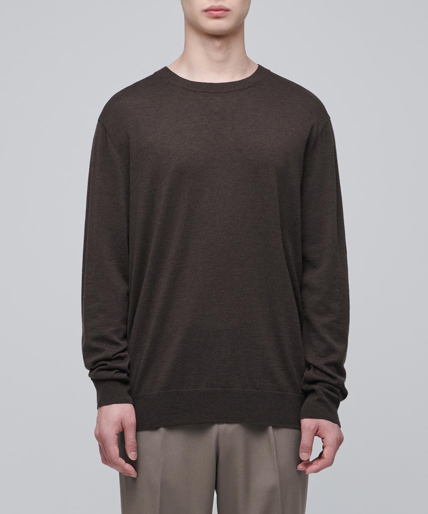 MUSINSA STANDARD Merino Wool Blend High Gauge Crew Neck Knit [Dark Brown]