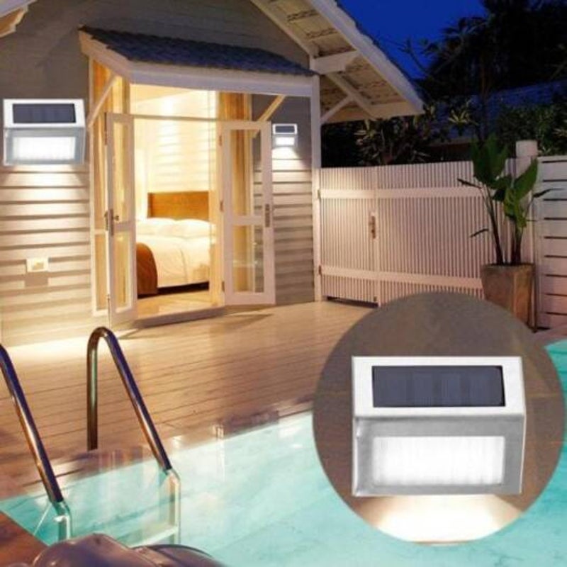 Landscape & Walkway Lights 3 Led Solar Stair Light Stainless Steel Pathway Lamp Decor Silver