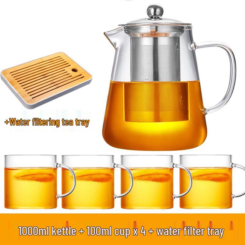 Heat-Resistant Glass Tea Pot  Cup Set with Infuser