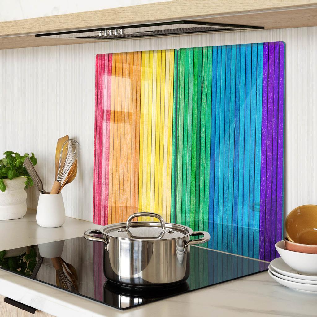 Decorative Glass Kitchen Cutting Boards Colorful Stripes 2X30X52 Cm