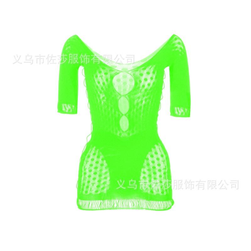 Sex Underwear Women's Sexy Black Hollow Hip Wrap Skirt Mesh Long Sleeve Jacquard Perspective