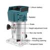 88V Cordless Electric Trimmer Woodworking Engraving Slotting Trimming Milling Machine Wood Router with 1/2 Battery 850W