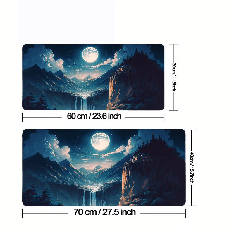 Großes Gaming-Mauspad Traumhafte Nachtszene Mond Schreibtischunterlage Home PC-Zubehör Computermauspad Setup Gamer-Tischmatte Spielmatte