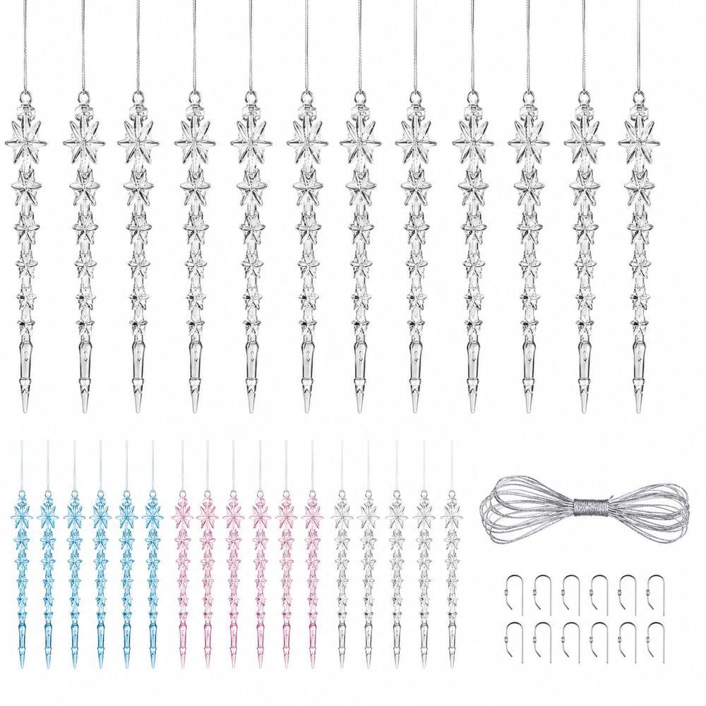 12Pcs Acrylic Christmas Ornaments Snowflake Ornaments Christmas Tree Ornaments Holiday Home Decor