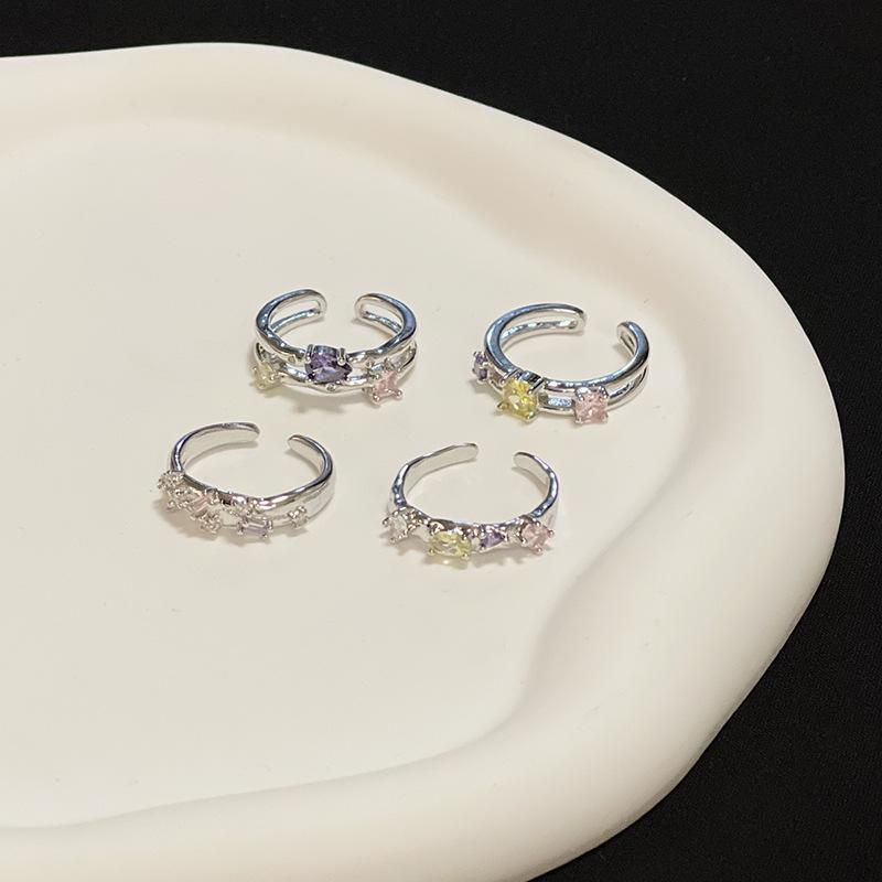 Niche Design Sense, Personality, High Sense, Color Zircon Ring, Female Spice Girl, Sweet And Cool Wind, Adjustable Opening Ring Ring.