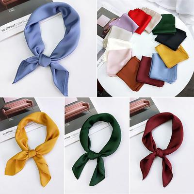 Ladies Small Vintage Elegant Women Square Scarf Silk Feel Satin Hair Tie Band Head Neck