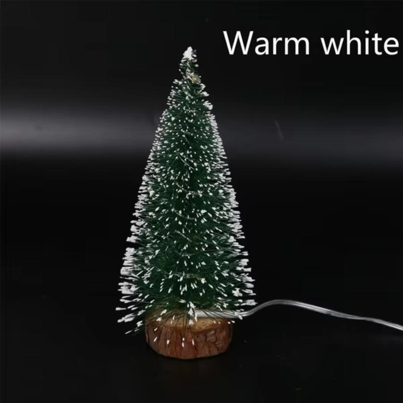 1pc LED Light Mini Artificial Christmas Trees Decorations  Festival Tabletop Miniature Snow Frost Xmas Tree Decor 4Sizes
