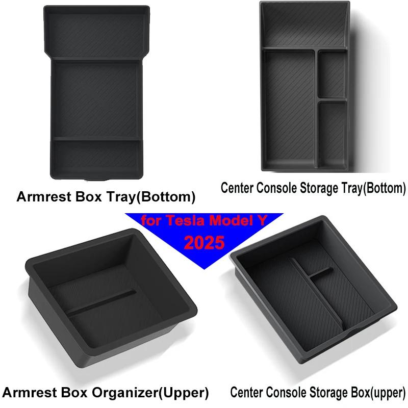 For Tesla New Model Y Juniper 2025 Center Control Armrest Storage Organizer Box Water Cup Sunglasses Phone Holder Tray MY LAUNCH