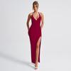 European and American sexy backless split suspender dress, hot-selling pleated slim-fitting fashion women's clothing