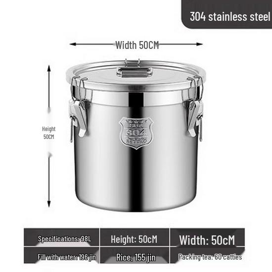 Barril Sellado Multiusos de Acero Inoxidable 304 para Almacenamiento de Vino, Té, Leche, Fermentación, Aceite o Arroz