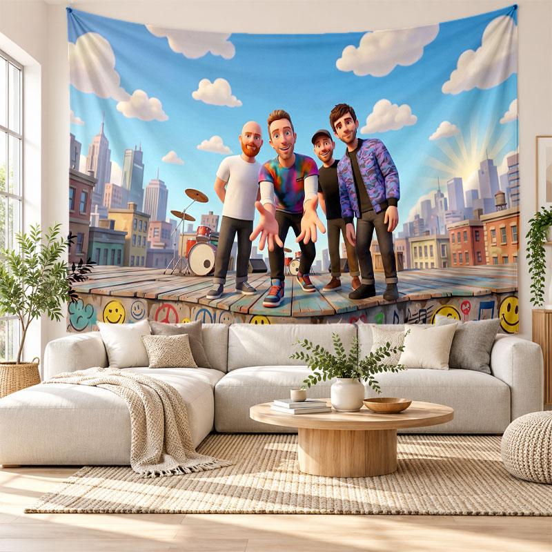 Coldplay Wandteppich Heimdekoration Hängendes Tuch Kunst Hintergrundteppich für Schlafzimmer