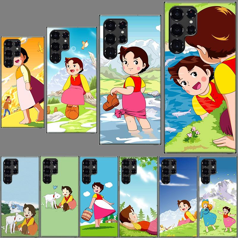 Heidi Cartoon Phone Case For Samsung Galaxy S24 S23 S21 S20 FE S22 S26 Ultra S25 Edge S10 Plus Cover Clear TPU Capa Shell Coque