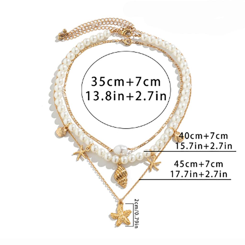 Mehrlagige Seestern Muschel Choker Halskette für Damen Trendschmuck Sommer Strandurlaub Halsaccessoires