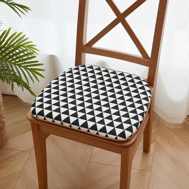 Solid Wood Dining Chair Cushion - Horseshoe Shaped Printed Cotton Linen
