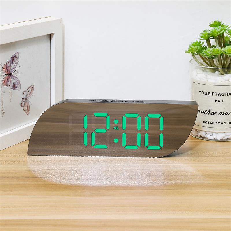 Large Size Simple Makeup Mirror LED Digital Display Time and Temperature USB Alarm Clock Desktop Electronic Snooze Alarm Clock
