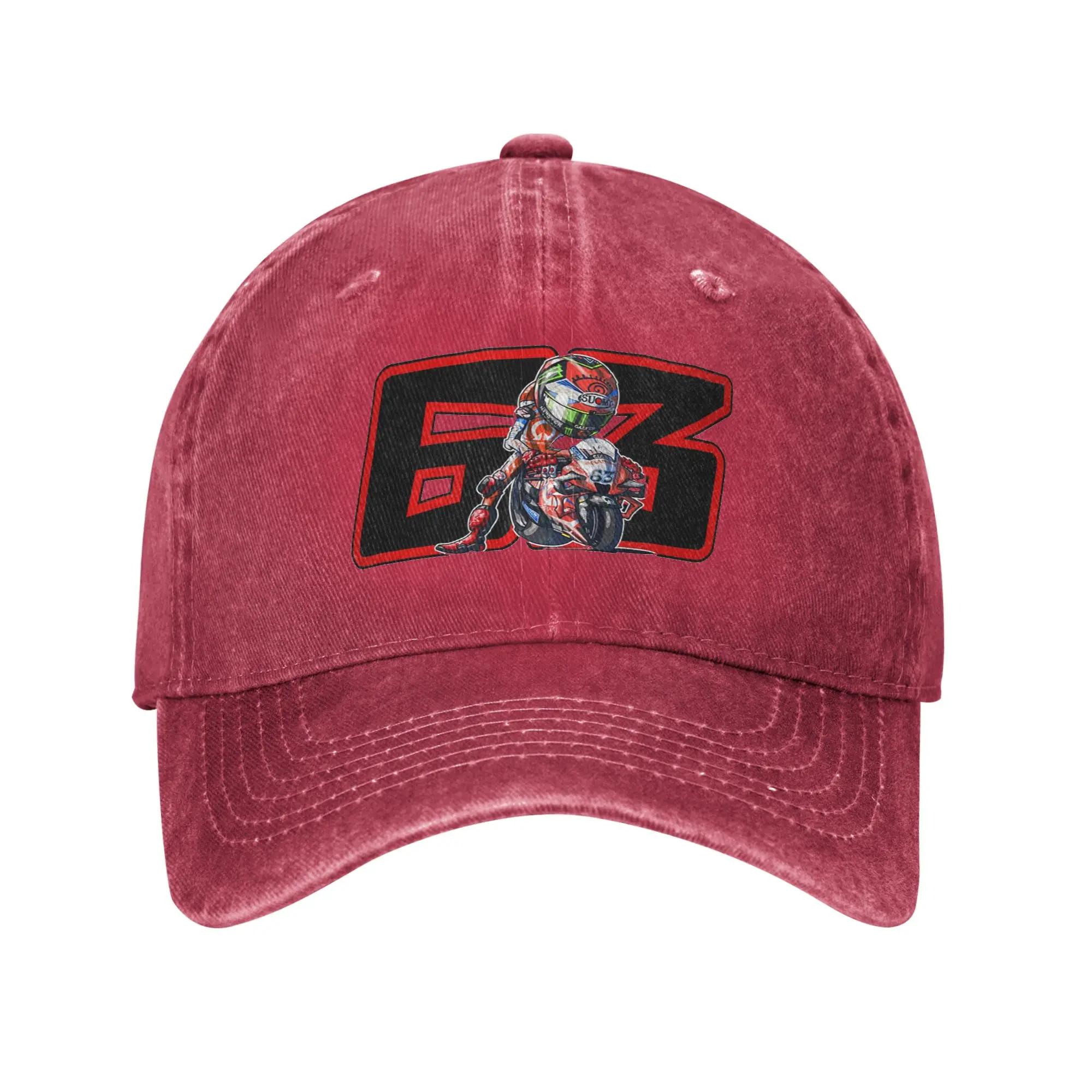 Pecco Bagnaia  Denim Fabric Cap Casual Baseball Caps Adjustable Hat Summer Unisex Baseball Hats One Size