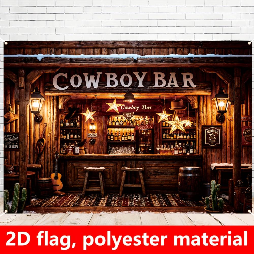 1 Piece 2D Western Cowboy Background Decoration Flag Western Cowboy Bar Theme Party Decoration Flag