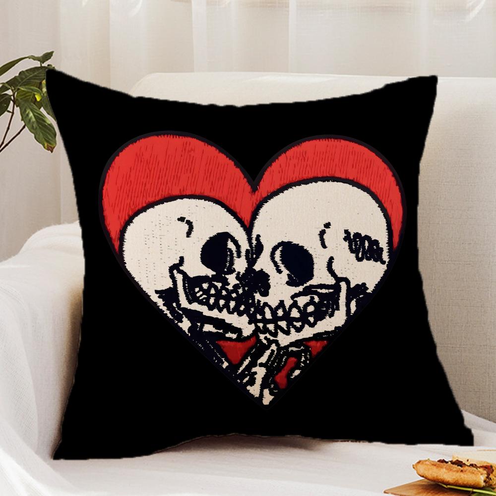 Cool S-Skull Heart Cushion Cover Premium Comfort Reversible Pillow Cover - Dual - Use Design for Home & Car
