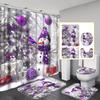 4Pcs Bathroom Shower Curtain Set Purple Snowman Bathroom Curtain With 12 Hooks Non Slip Rugs Toilet Cover Mat Bathroom Partition