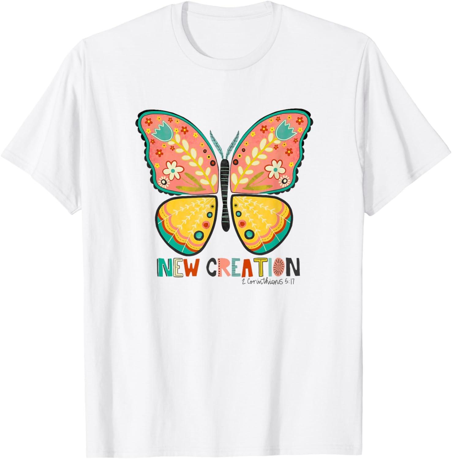 Christian Bible Scripture 2 Corinthians 5:17 Butterfly Women T-Shirt S