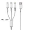 3 in 1 USB Type C Cable Fast Charging Wire Woven Data Cable Mobile Phone Charger For iPhone 17 16 15 Huawei Samsung USB C