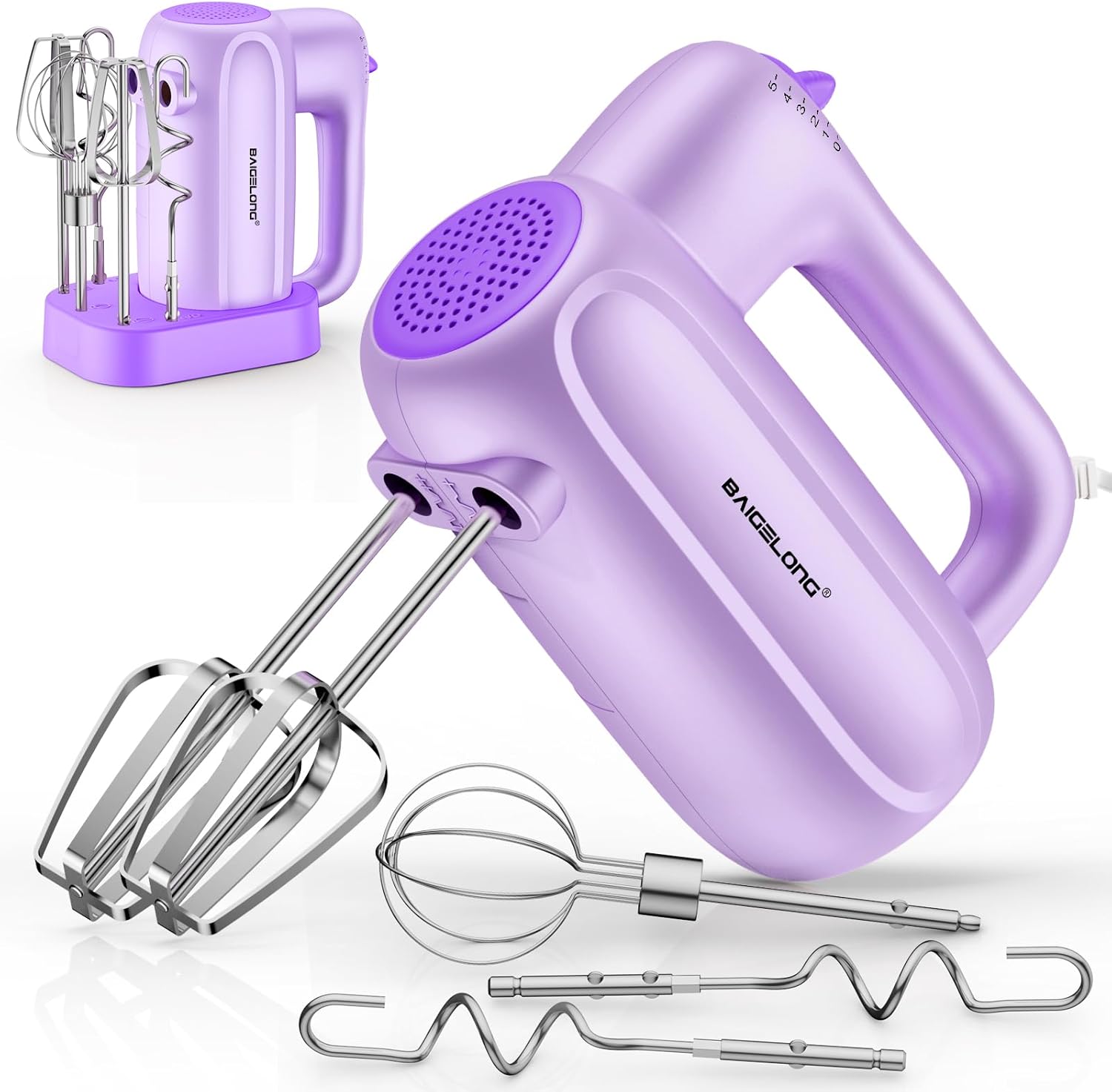 Stainless Steel Attachments + Storage Base, Food Handheld Mixer United States