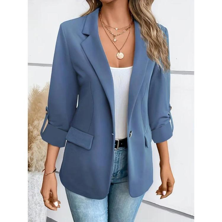 Fashion Women Long Sleeve Blazer Outerwear Solid Color Versatile Autumn Winter