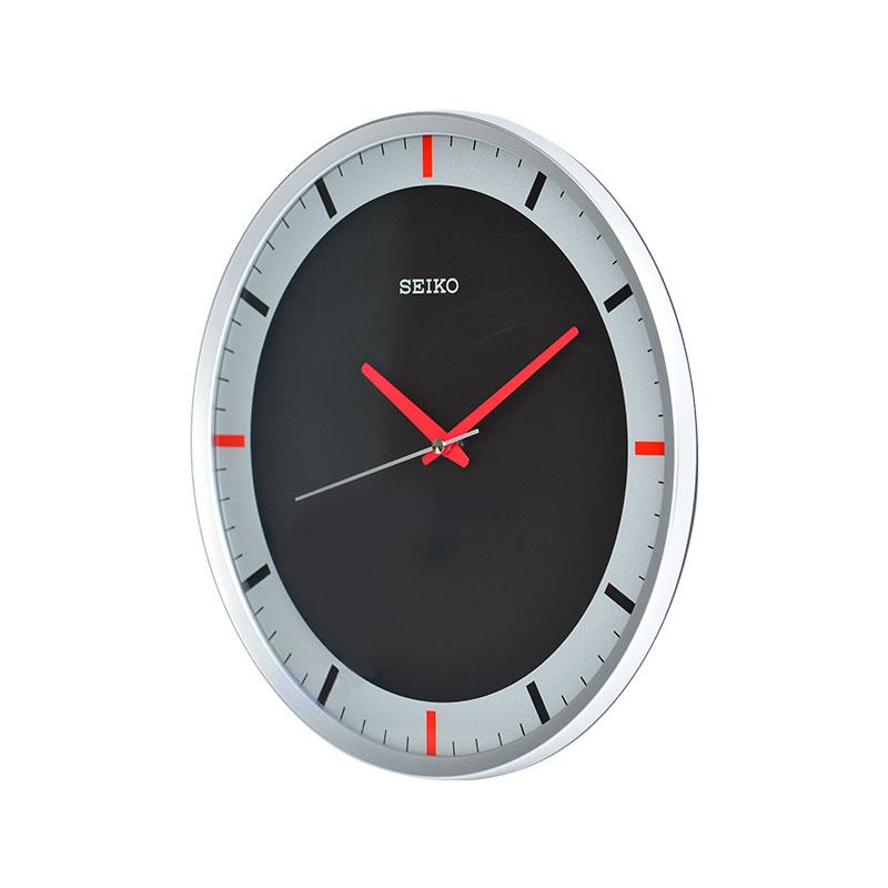SEIKO Fashion Sweeping Seconds Movement Plexiglass Crystal Wall Clock Unisex Black QXA769S