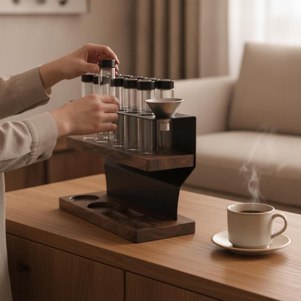 Coffee Bean Storage Rack Single-Dose Organizer Visible for Baristas