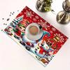 Christmas Themed Linen Placemats Table Mats with Heat-Resistant Coating Kitchen Dining Decorative Place for Plates and Bowls