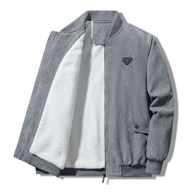 Herrars Nya Höst- och Vinter Casual Fleece Varm Plus Sammet Kavaj Utomhus Lös Casual Jacka För Män