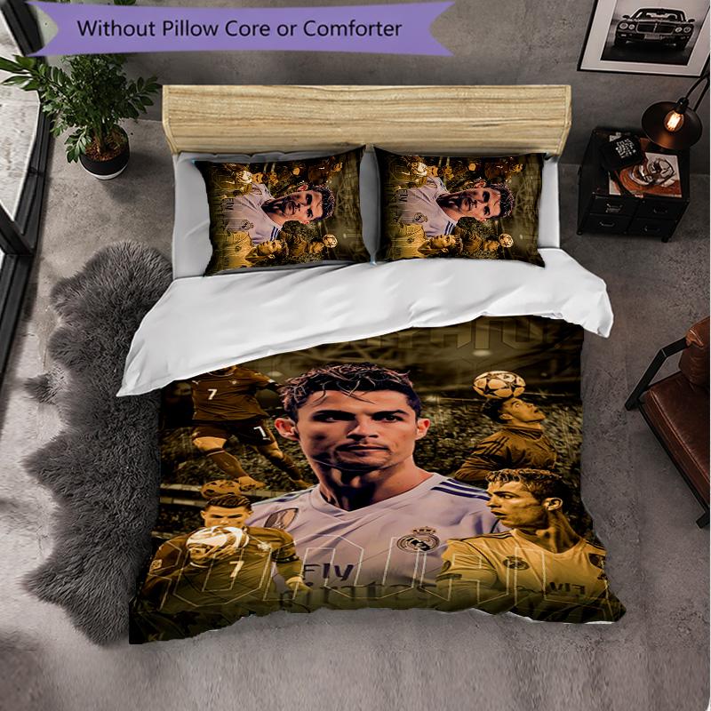 Cristiano Ronaldo Themed Bedding 3Pcs Duvet Cover Set Decorative Bed Linen For Teen Room Home Decoration