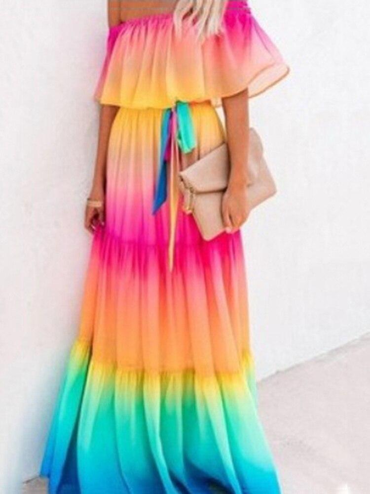 Elegant Bodycon Sexy Women's Off Shoulder Dress for Women 2022 Summer Floral Maxi Boho Party Dresses Woman Robe Femme Ladies