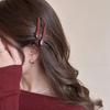 Vintage Red Duckbill Clip New French Hairpin  Retro Side Part Hair Clip with Non-Slip Teeth Elegant Forehead Bangs Barrettes