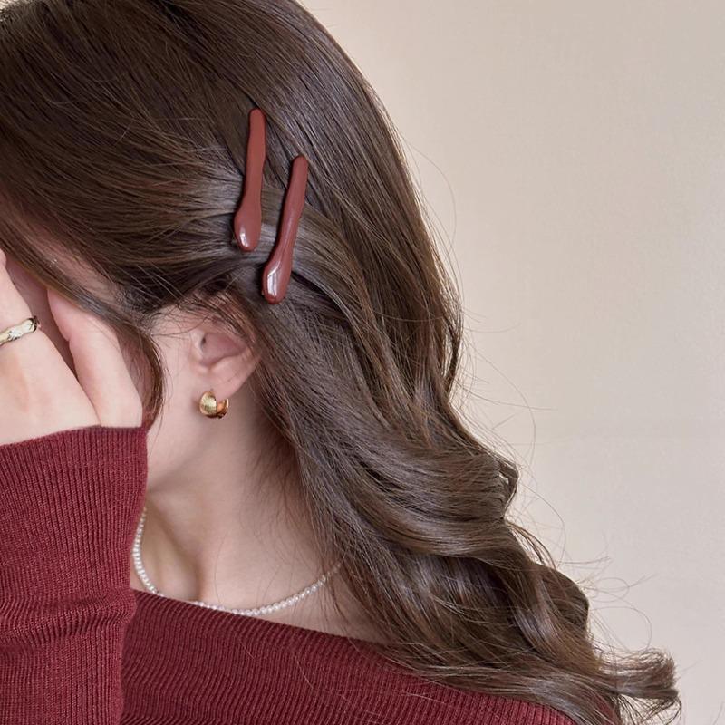 Vintage Red Duckbill Clip New French Hairpin Retro Side Part Hair Clip with Non-Slip Teeth Elegant Forehead Bangs Barrettes