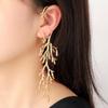 New Trend  Gold Color Alloy Coral Left Right Asymmetric Large Earrings For Women Party Accessories